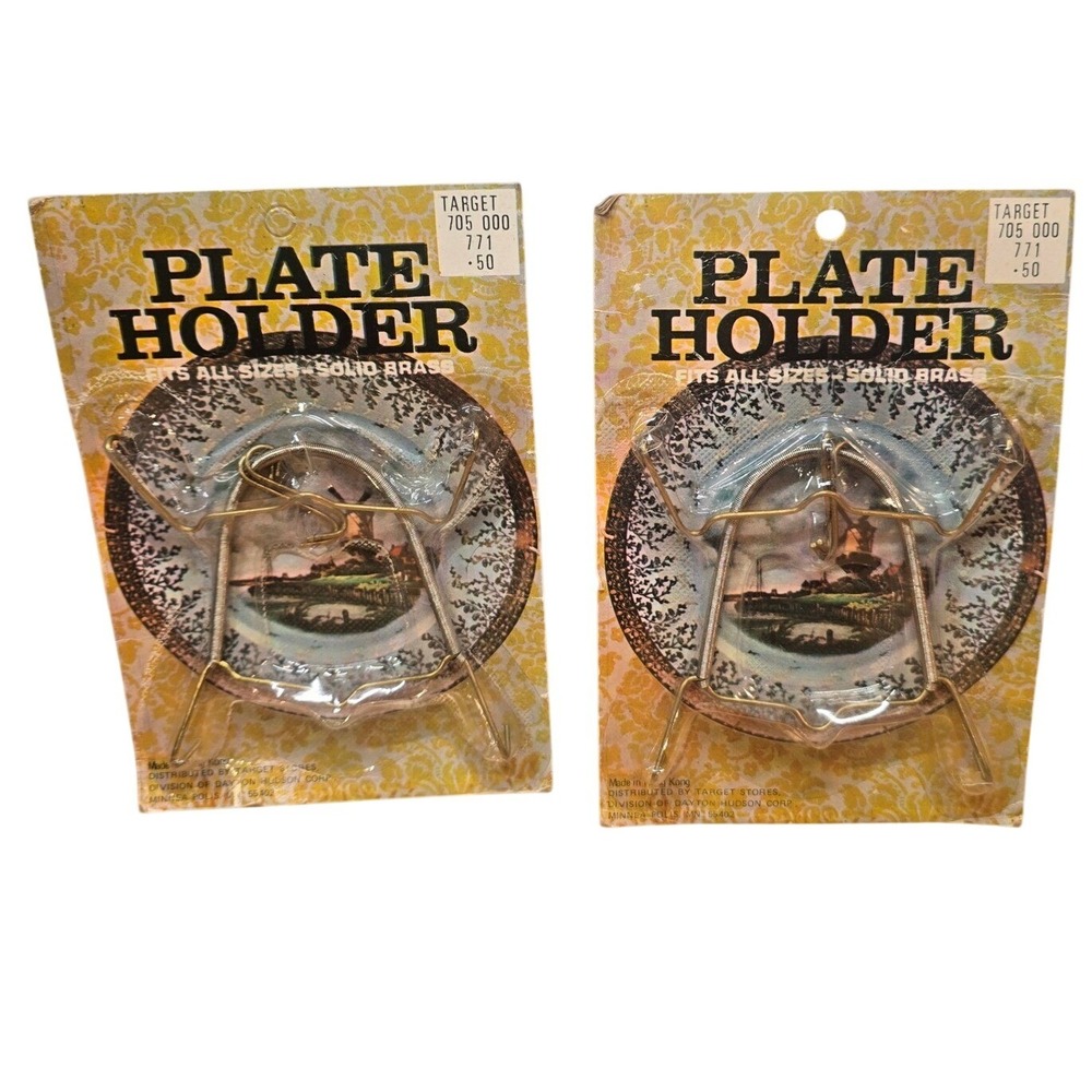 Vintage Wire Wall Mounted Solid Brass Plate Holder Up to 7.5"